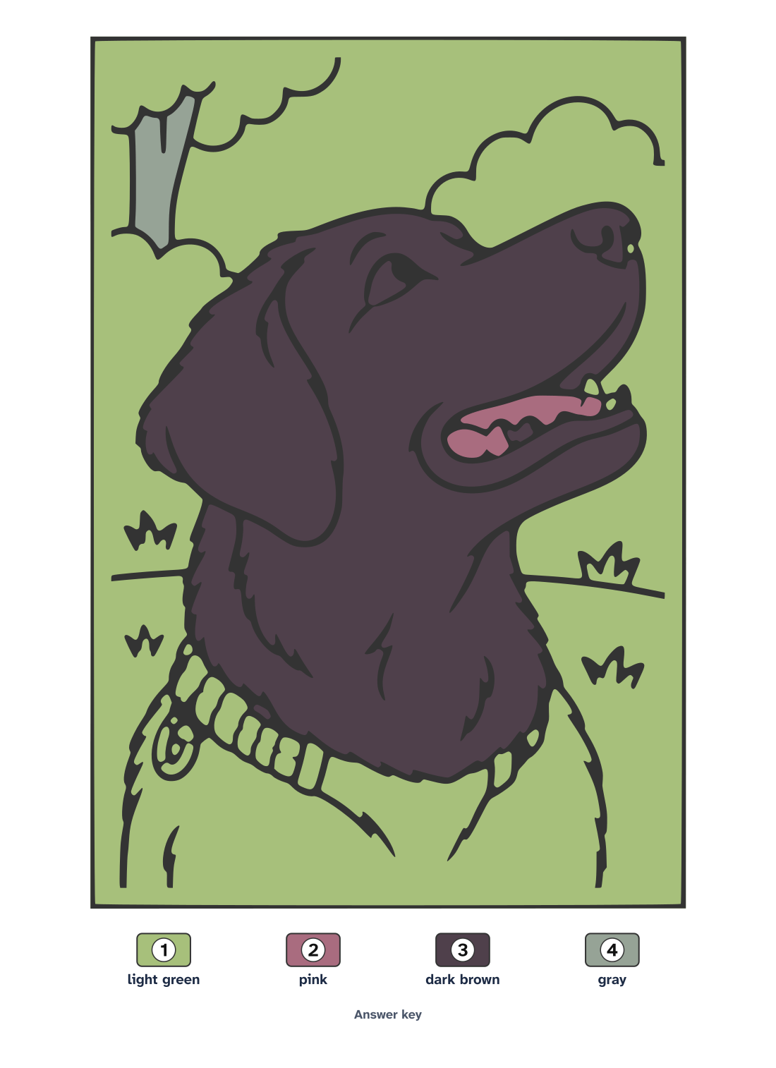 Answer key: the labrador page colored in