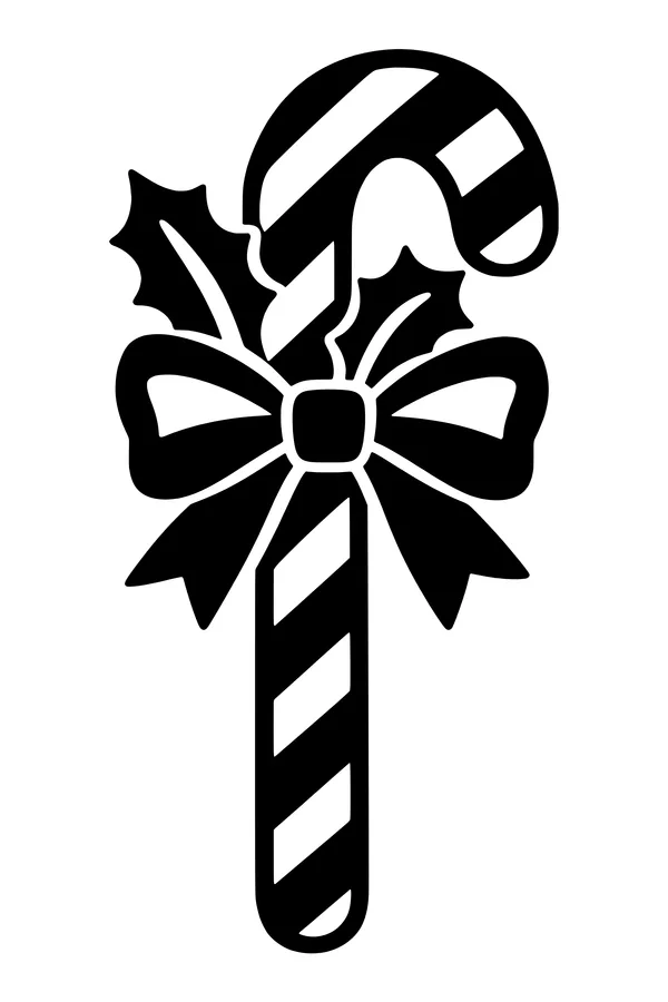 Candy cane SVG cut file with diagonal stripes and a bow