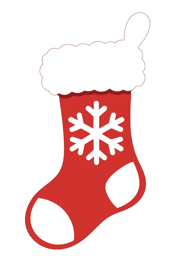 Christmas stocking layered SVG in dark red base, white and red