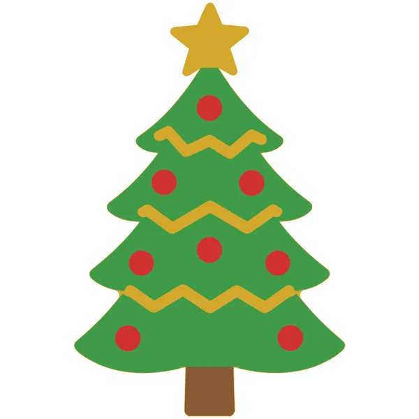 Christmas tree layered SVG in 4 colors: gold base, green, red and brown