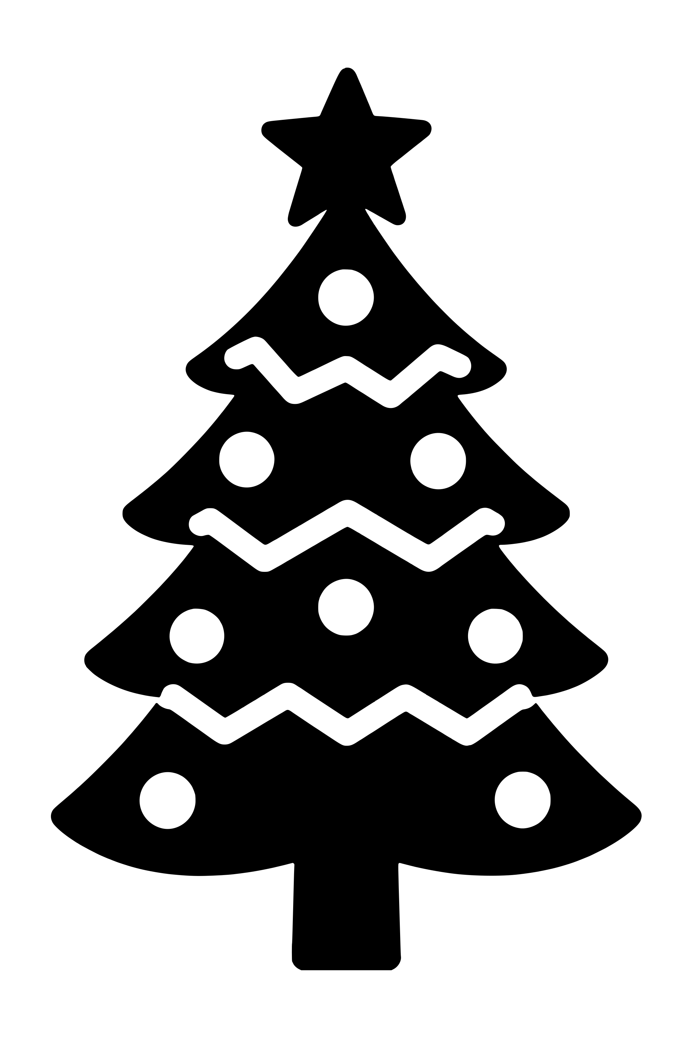 Christmas tree SVG cut file with a star on top and round ornament cutouts