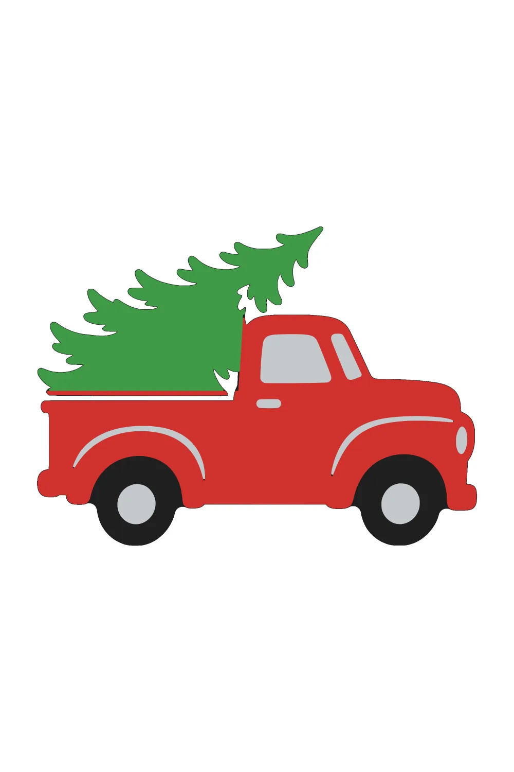 Christmas truck layered SVG in black base, red, green and silver
