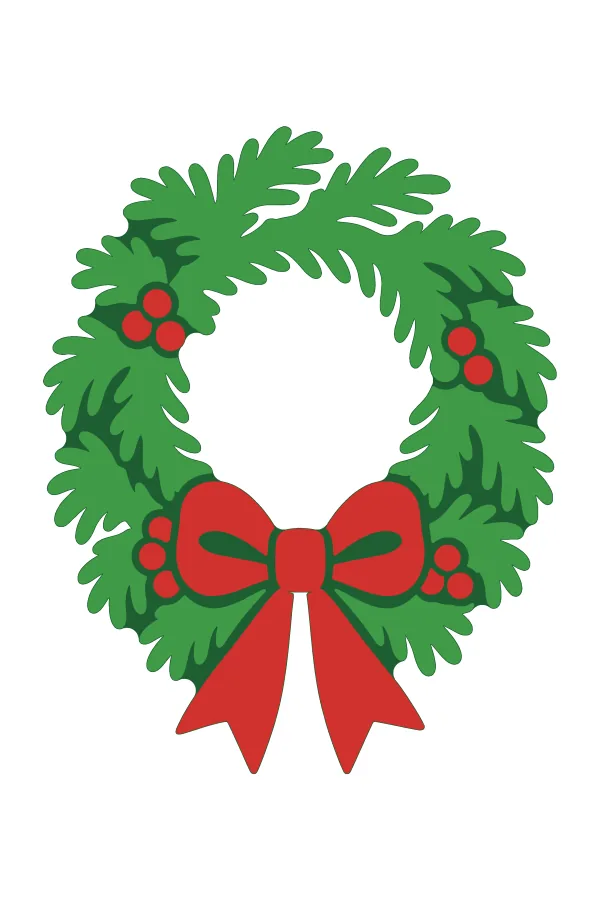 Christmas wreath layered SVG in dark green base, green and red