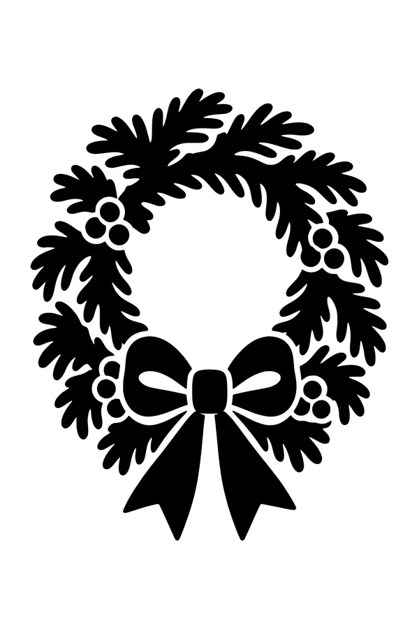 Christmas wreath SVG cut file with pine branches, berries and a bow