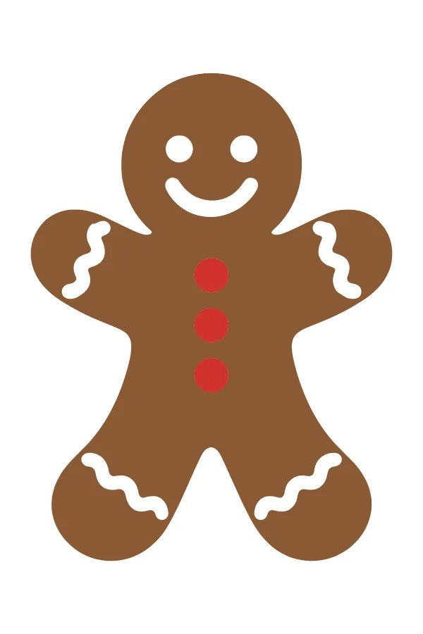 Gingerbread man layered SVG in white base, brown and red