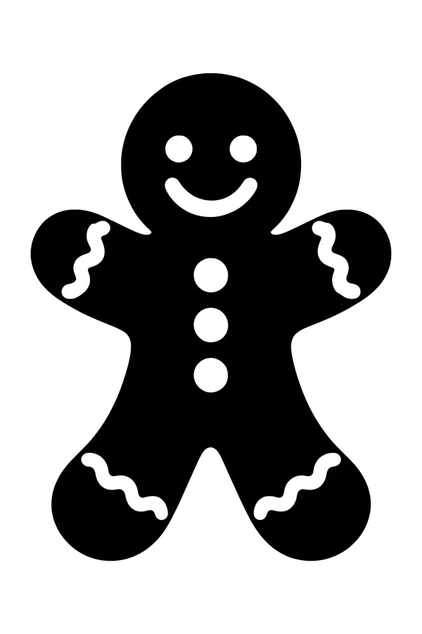 Gingerbread man SVG cut file with cut-out face, buttons and icing lines
