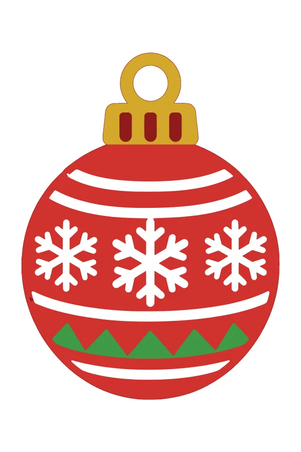 Christmas ornament layered SVG in dark red base, red, white, gold and green