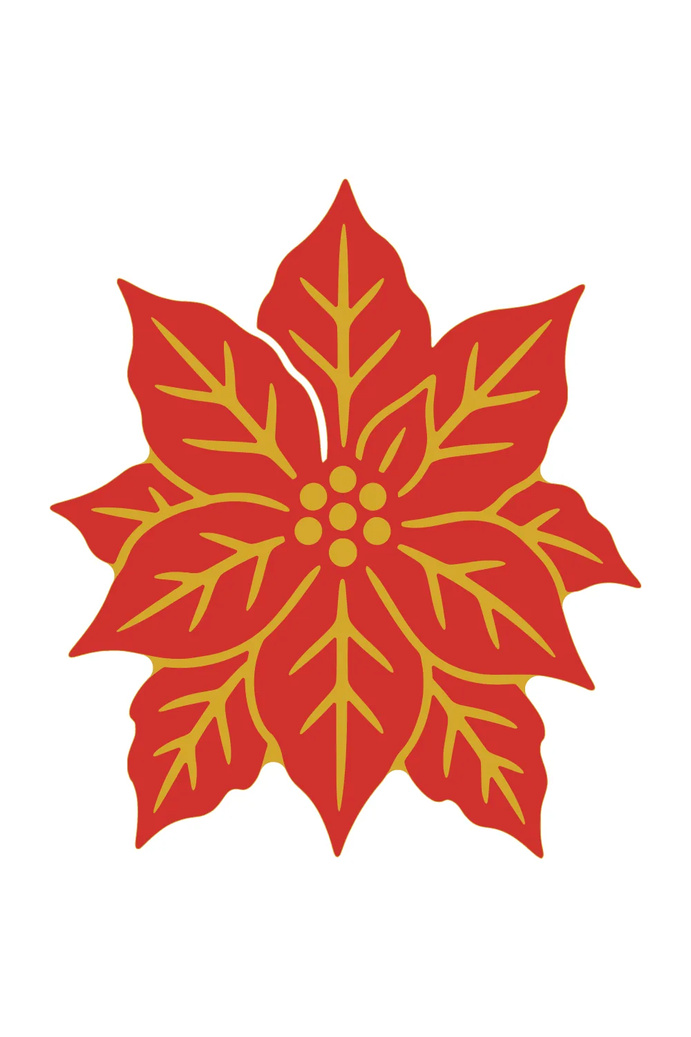 Poinsettia layered SVG in gold base and red