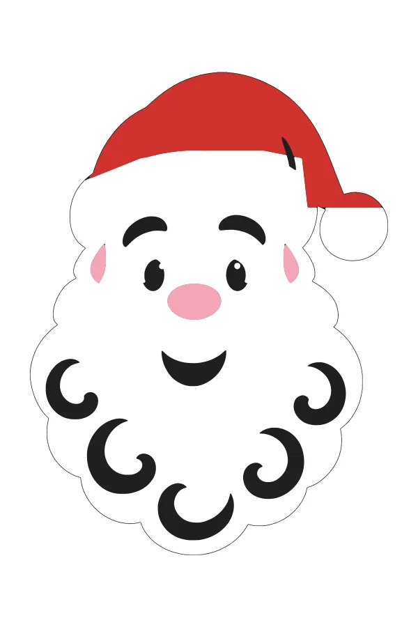 Santa face layered SVG in black base, white, red and pink