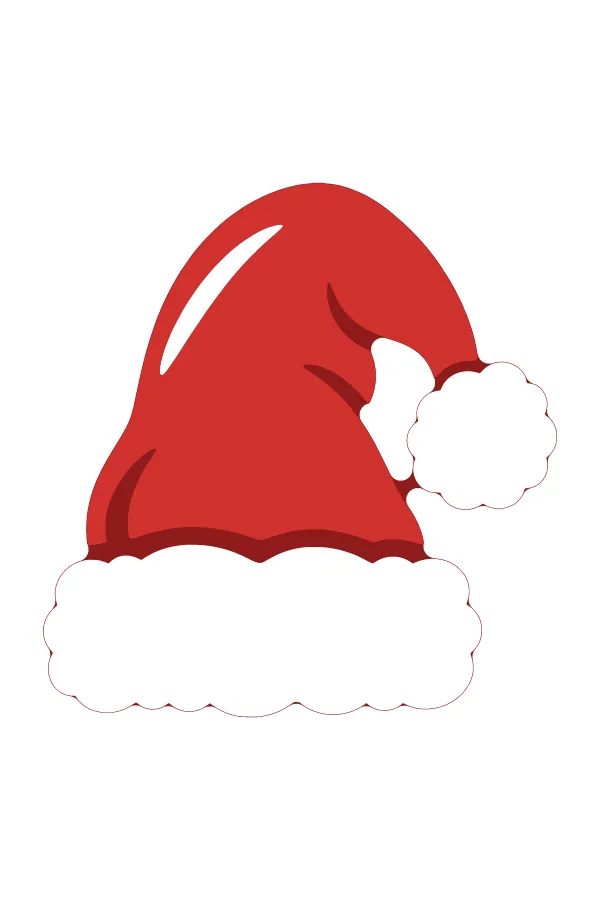 Santa hat layered SVG in dark red base, white and red
