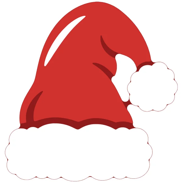 Santa hat layered SVG in 3 colors: dark red base, white and red