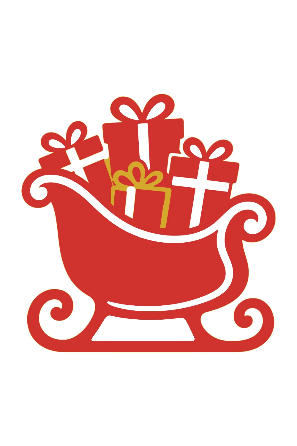 Santa's sleigh layered SVG in gold base, red and white