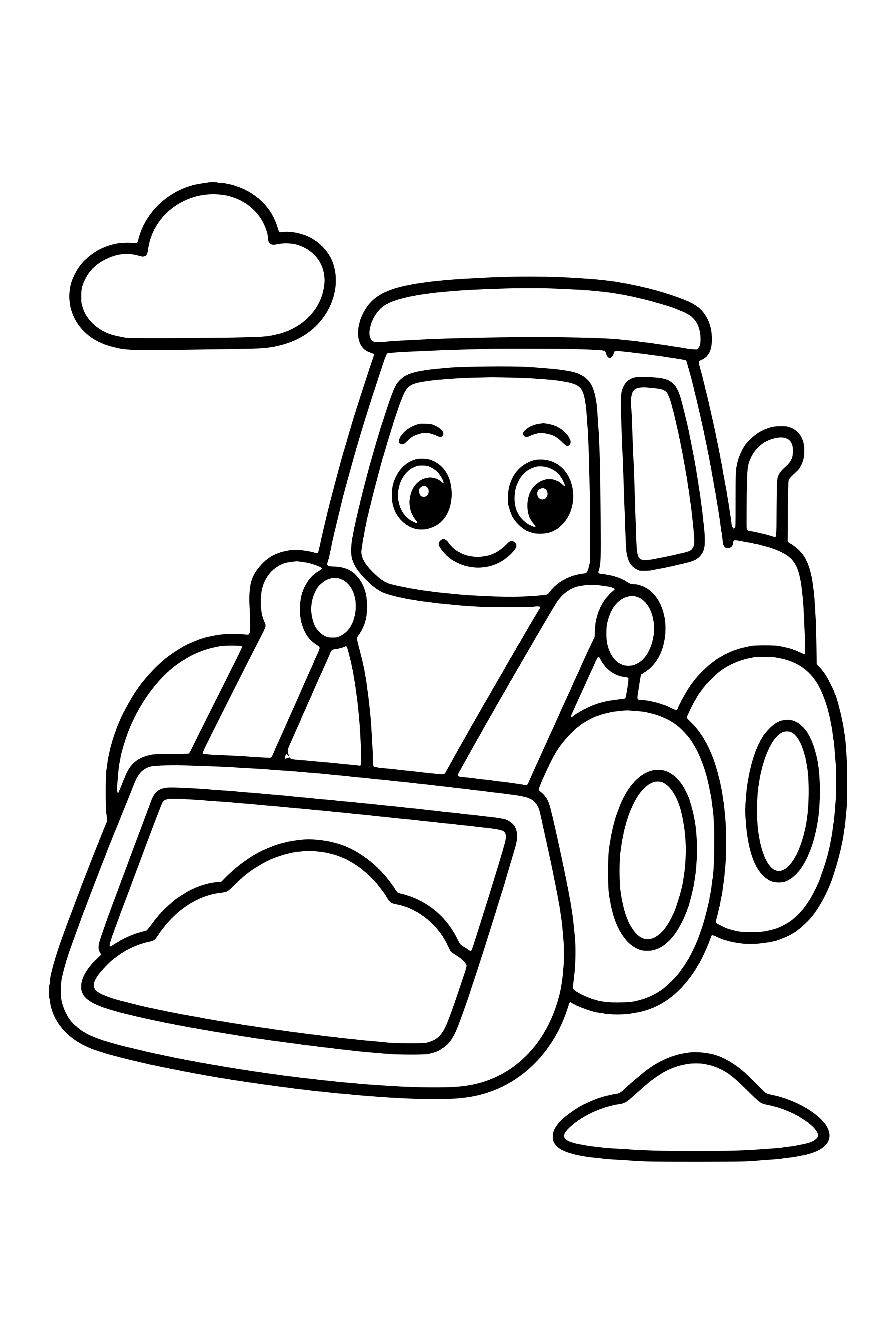 Coloring page of a front loader holding a small pile of sand in its broad bucket