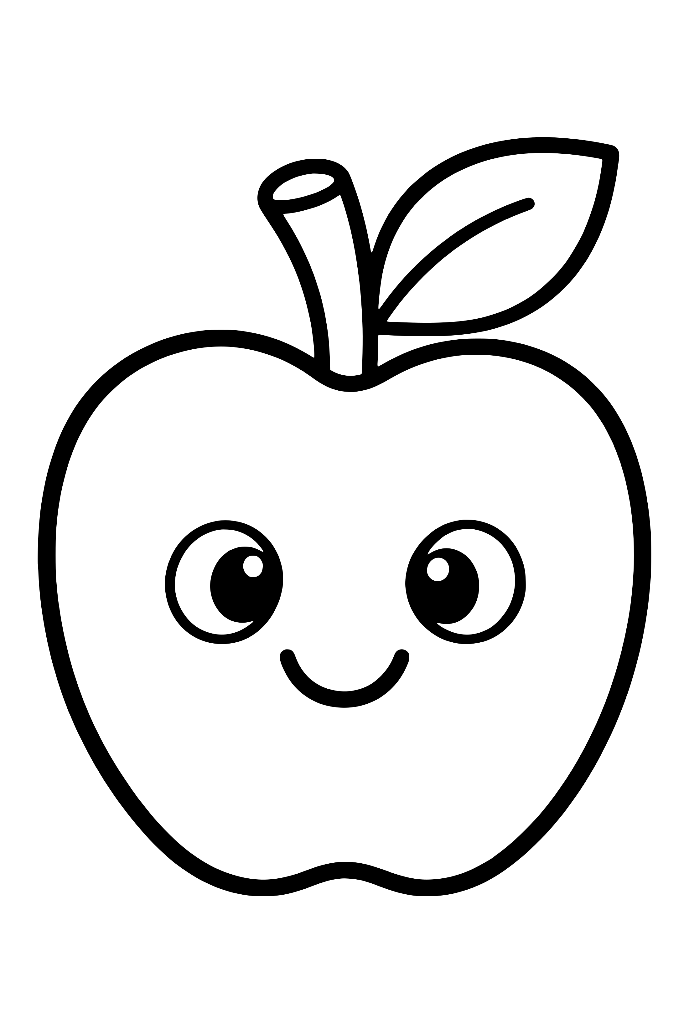 Easy coloring page of one big apple with a stem and a leaf