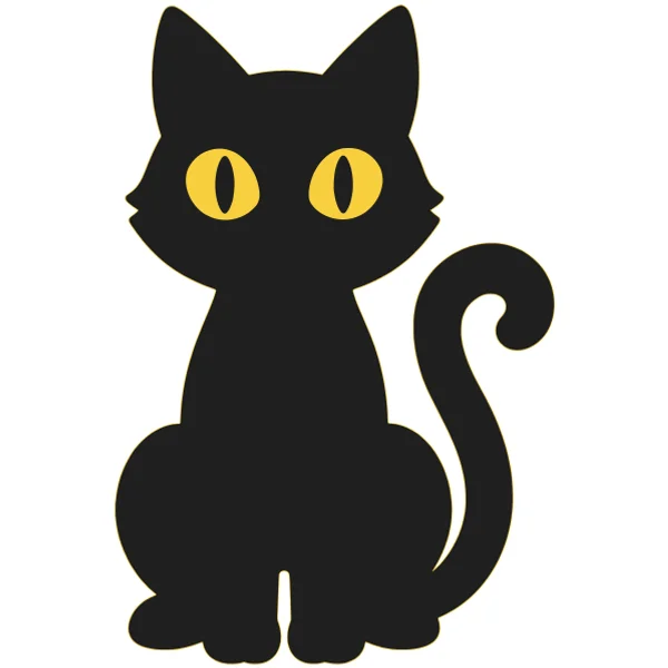 Black cat layered SVG in 2 colors: yellow base and black