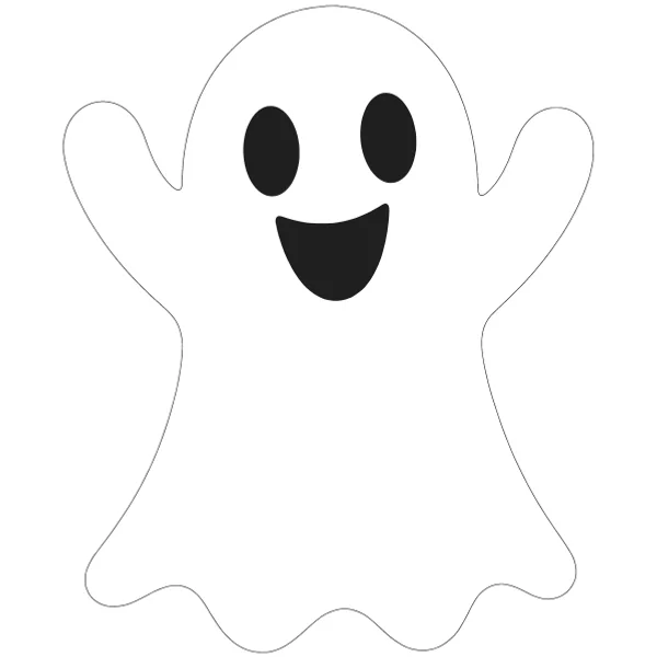 Cute ghost layered SVG in 2 colors: black base and white