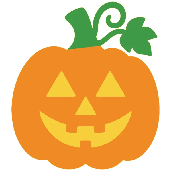 Jack-o'-lantern layered SVG in 3 colors: yellow base, orange and green