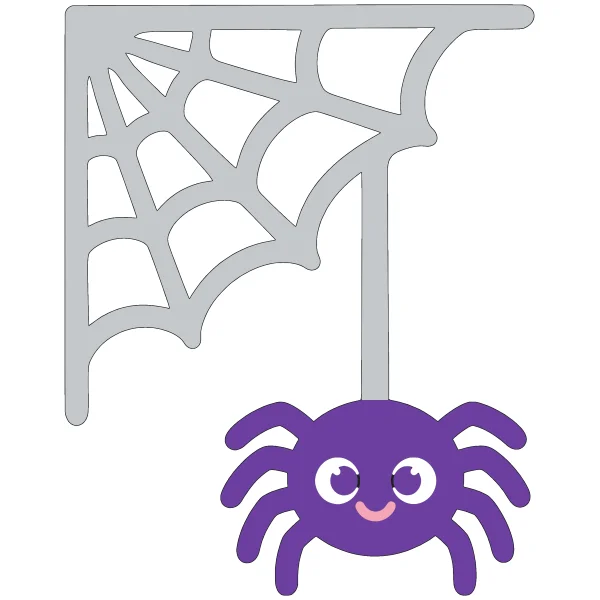 Spider web layered SVG in 5 colors: black base, silver, purple, white and pink