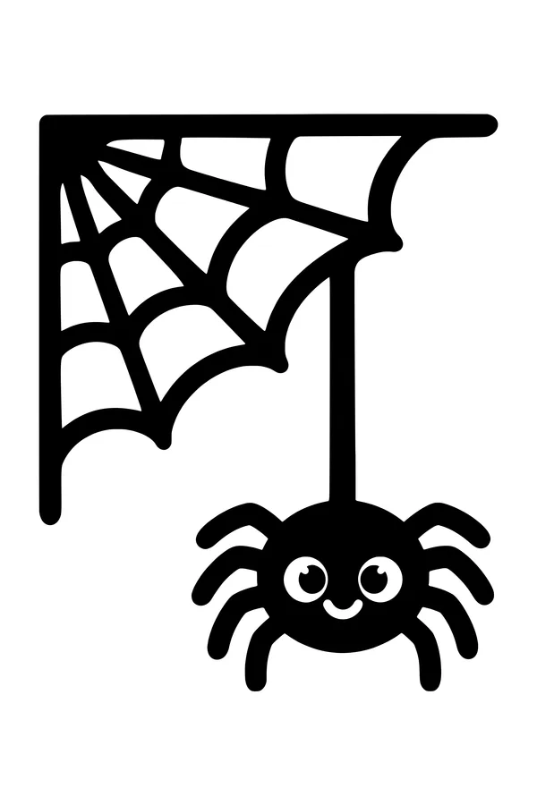 Spider web SVG cut file with thick strands and a small cute spider