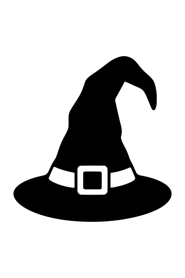 Witch hat SVG cut file with a bent tip and a buckle band
