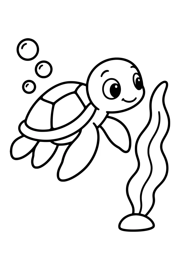 Young sea turtle coloring page