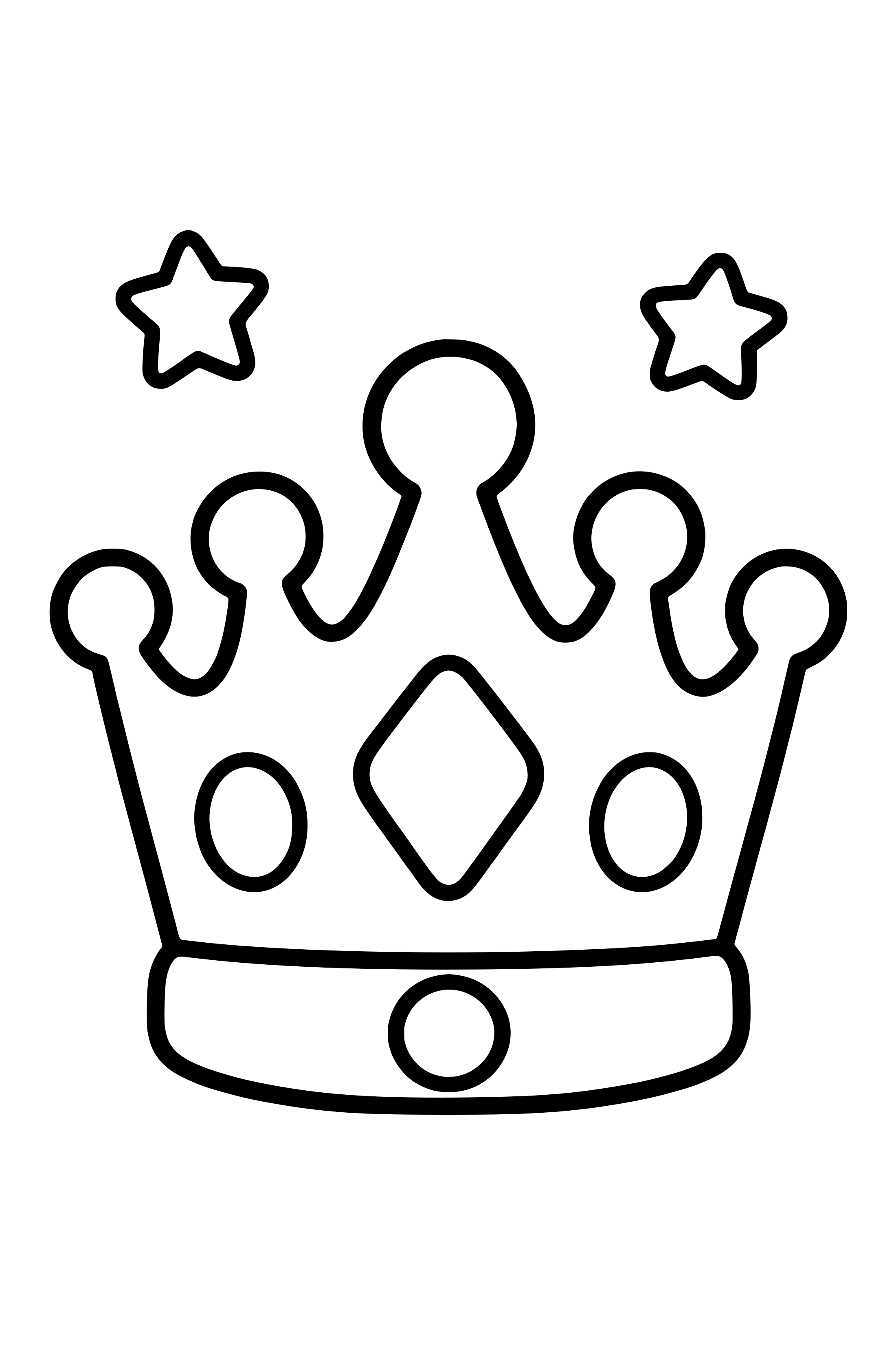 Coloring page of a large original storybook crown with rounded points and broad gem shapes