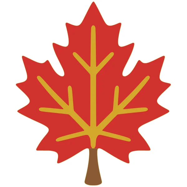 Maple leaf layered SVG in 3 colors: gold base, red and brown
