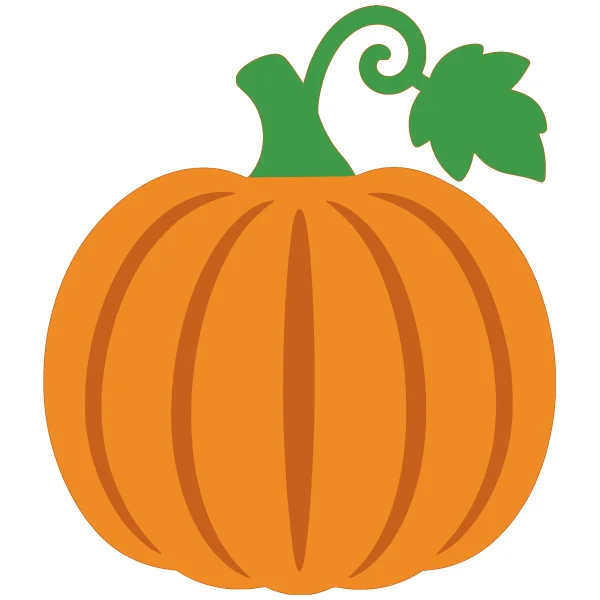 Pumpkin layered SVG in 3 colors: dark orange base, orange and green
