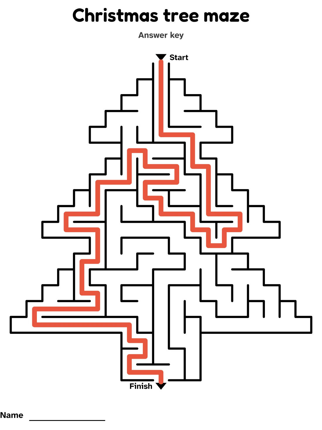 Answer key for the christmas tree maze