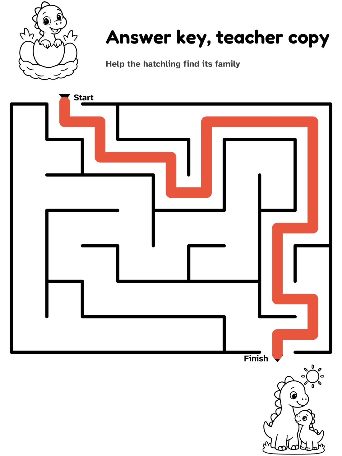 Answer key for the hatchling to family maze