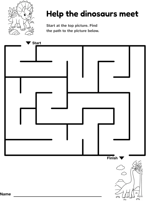 Triceratops to brachiosaurus maze