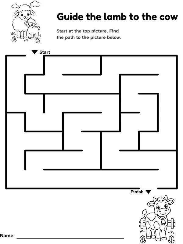 Lamb to cow maze