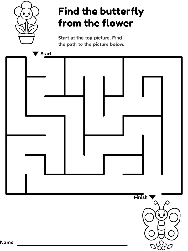 Flower to butterfly maze