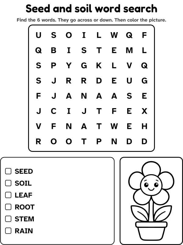 Seed and soil word search