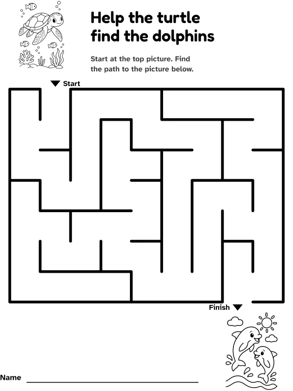 Turtle to dolphins maze