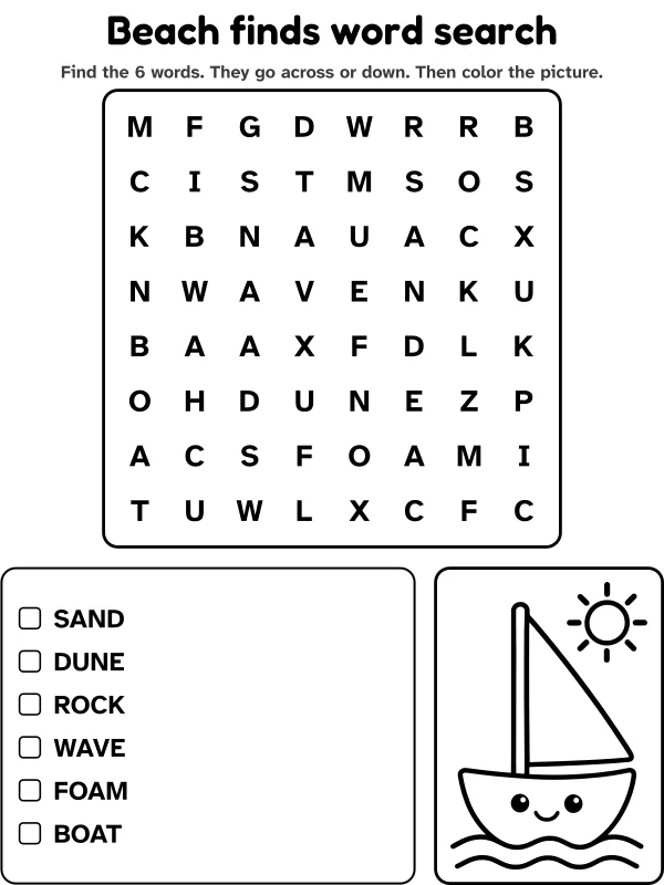 Beach finds word search